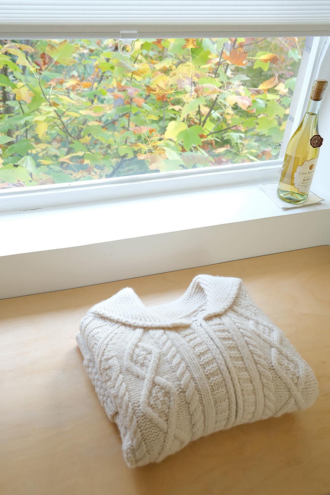 [SLOCO] Hazel wool cable knit zip up, cream