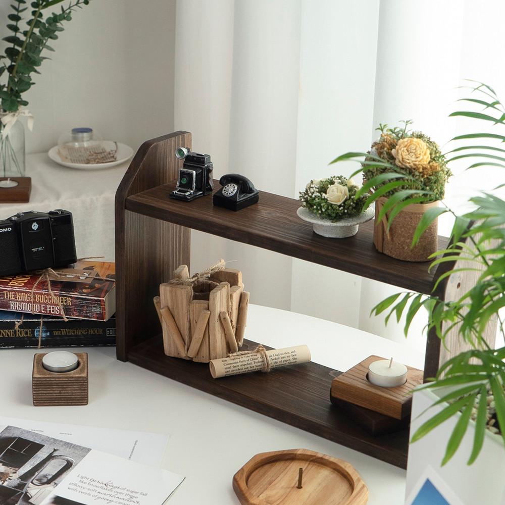 미니선반 주방 원목 앤틱 홈 카페 미니 슬림 식탁 우드 2단 양념통 정리 벽걸이 선반