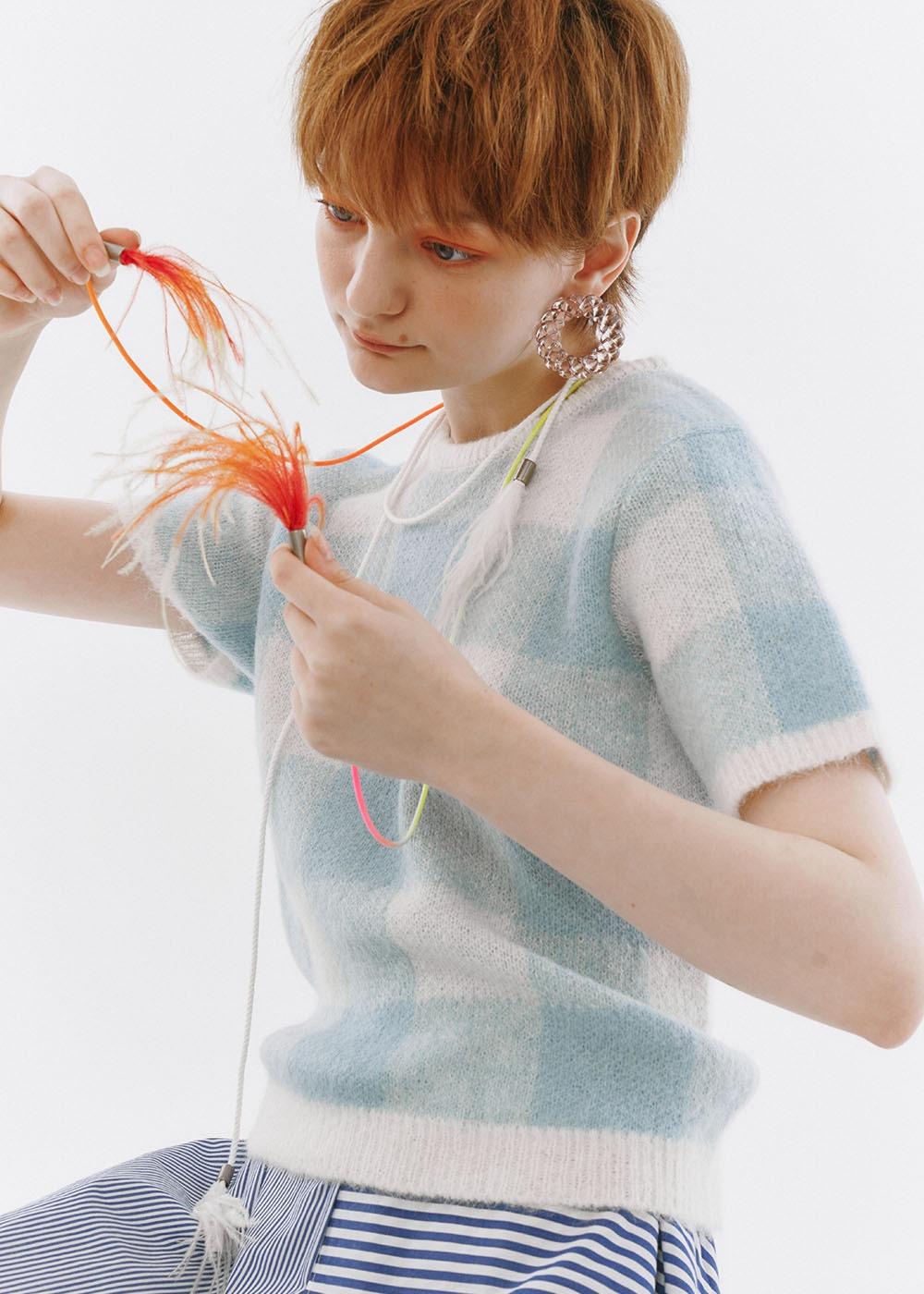 Mohair Fuzzy Knit Top [CLEAR SKY]