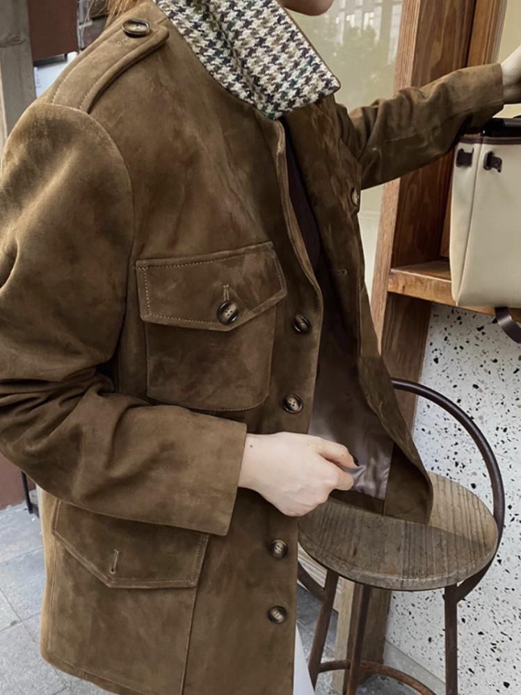 하운드 카라 스웨이드 자켓