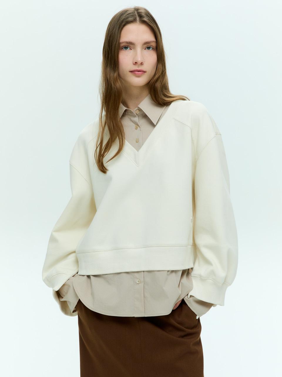 LAYERED SWEATSHIRT [IVORY][NAVY]