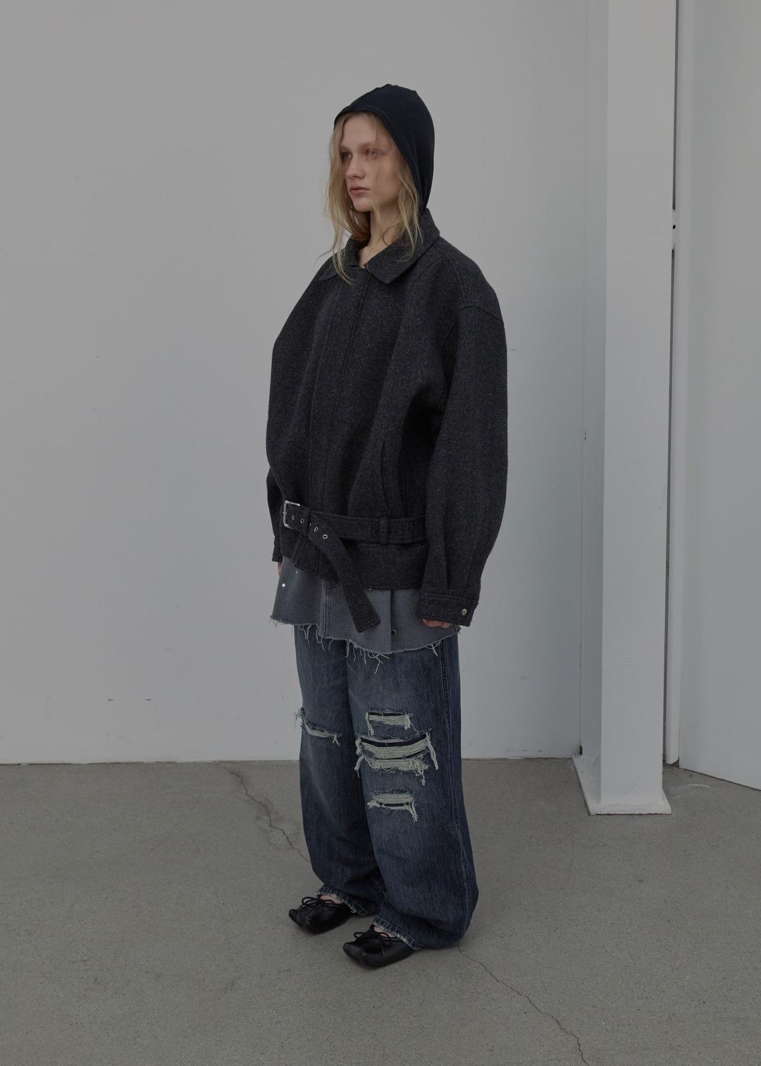 WOOL VOLUME JACKET (DARK GREY)