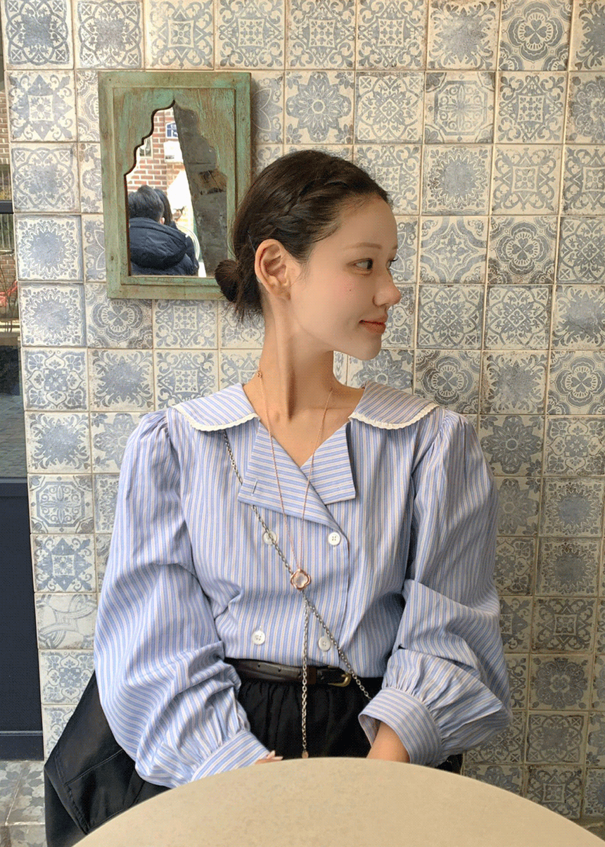 투즈룸 [🌸봄블라우스] 스트라이프 세일러 블라우스 (스트라이프 소량 당일발송)