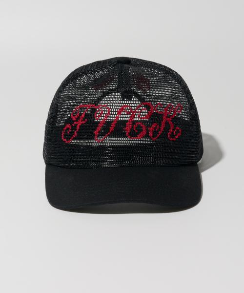Cross Stitch Mesh Cap Black