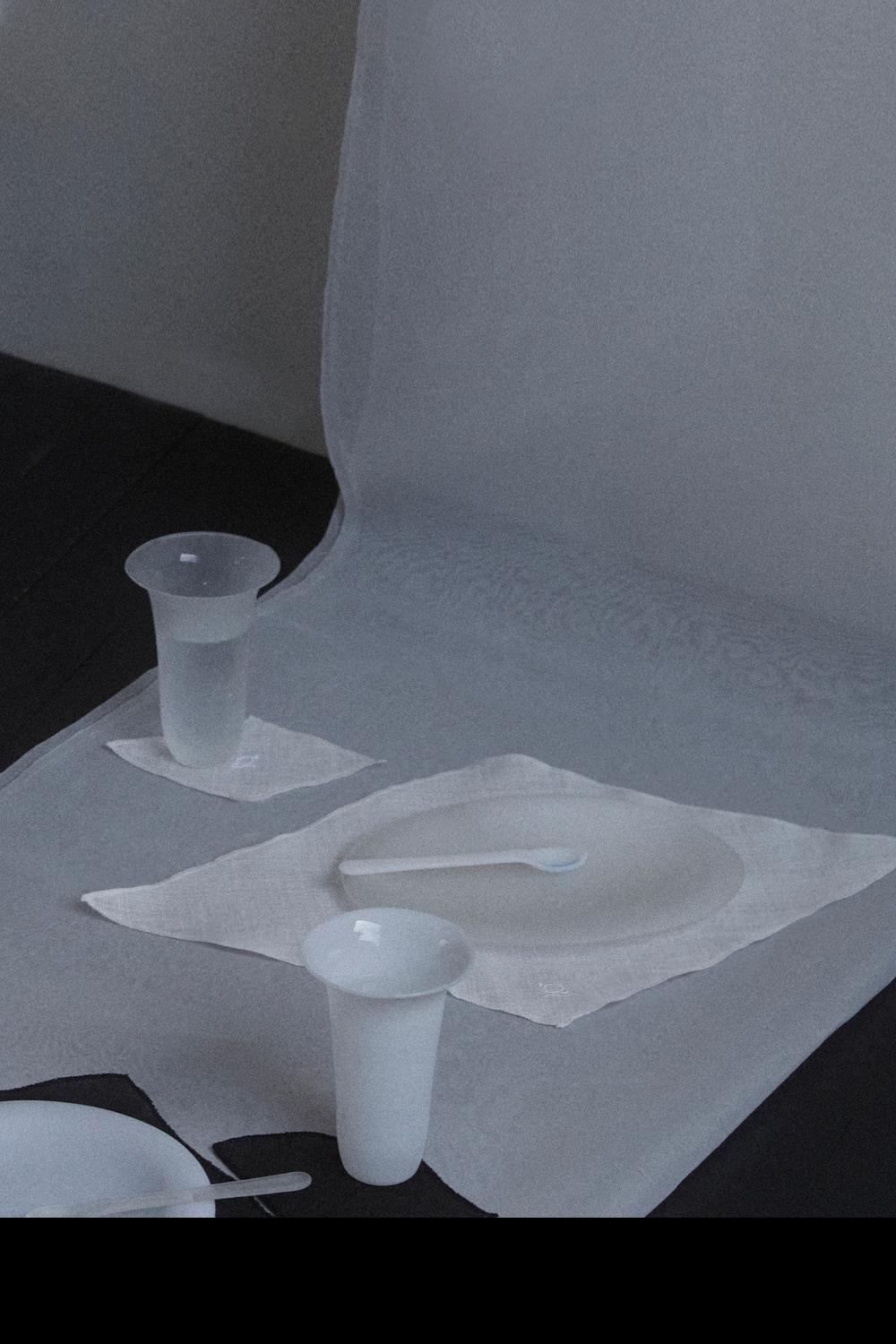 Pure Linen Table Mat & Coaster Set  / white