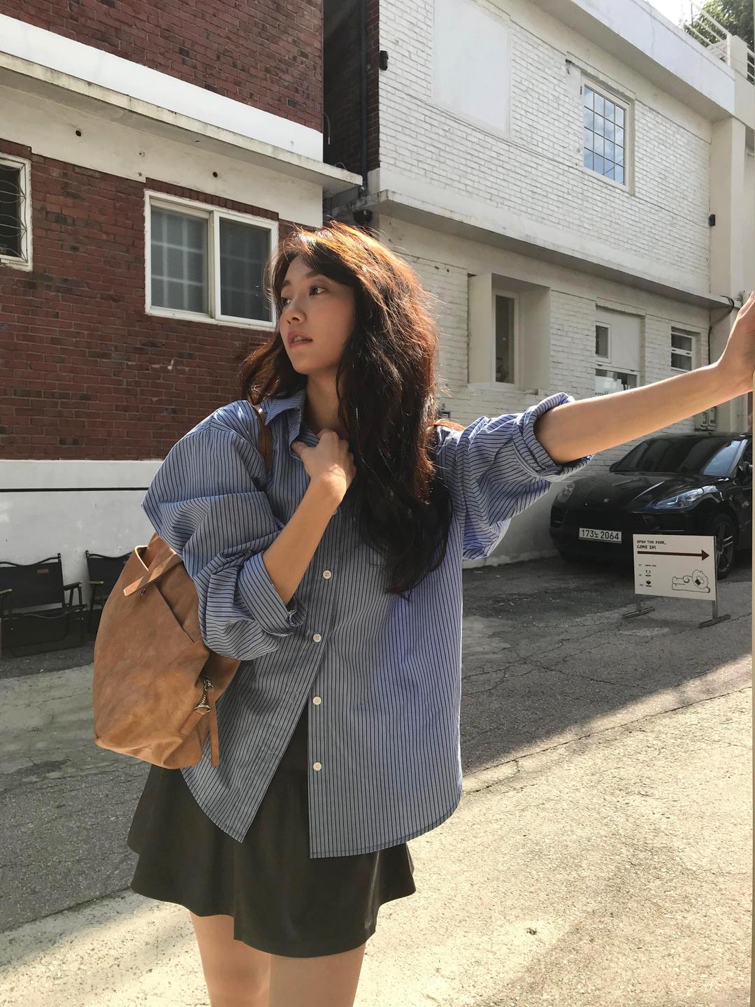 PREFRITT : Garnet Blue Striped Shirt [blue]