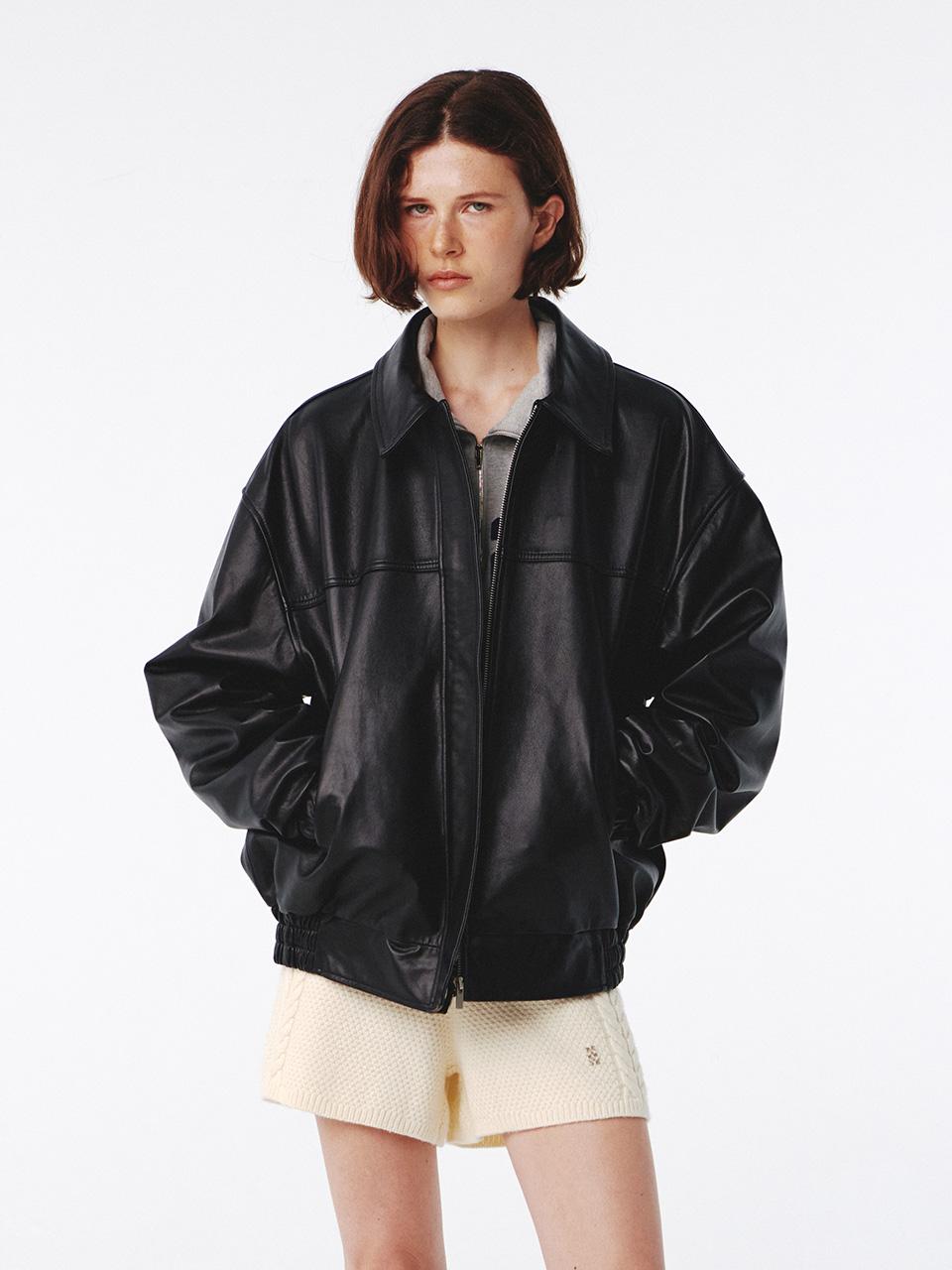 [10/15 출고] Leather Jumper Black