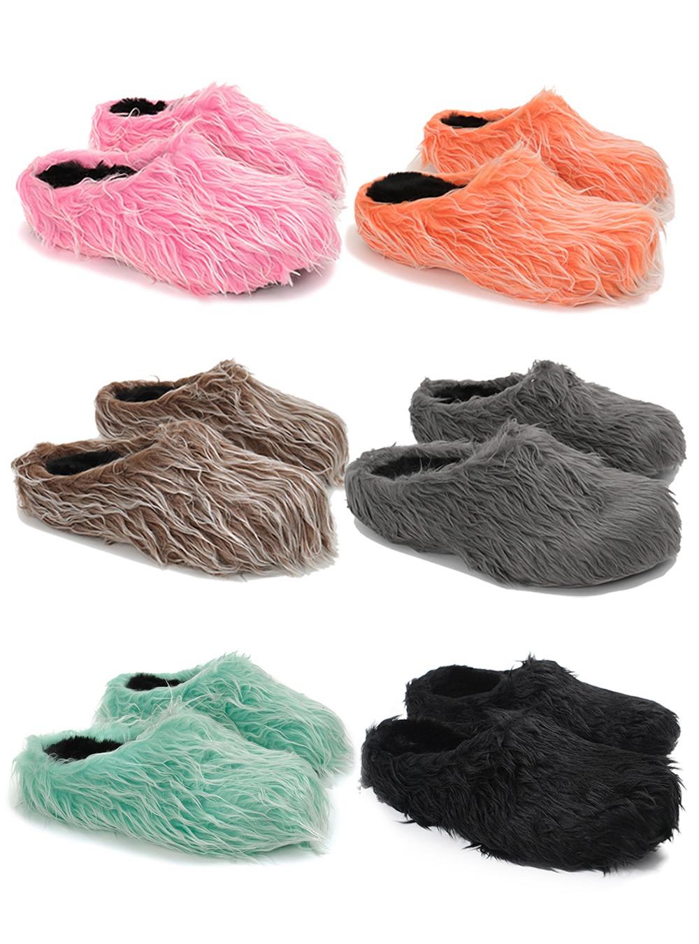 Plush Platform Slip-On Slippers (6color)