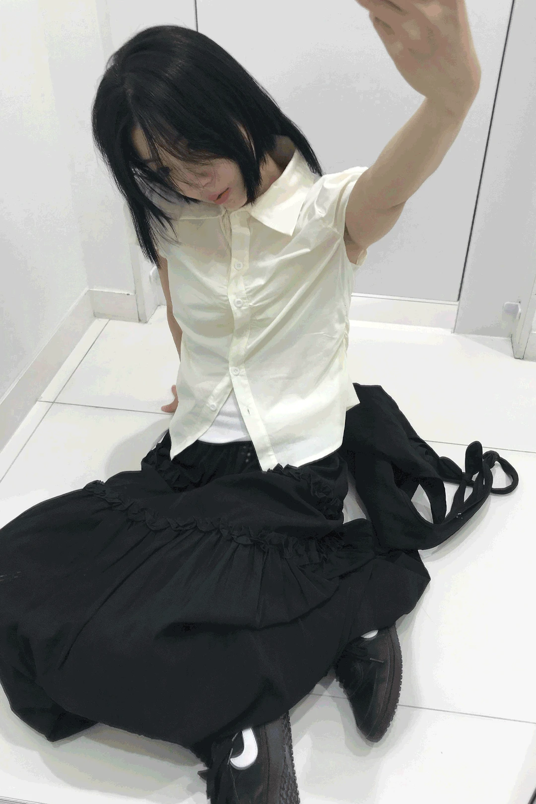 PUFF SLEEVE SHIRRING BLOUSE