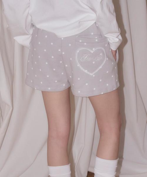STAR HEART LACE APPLIQUE SHORTS GRAY