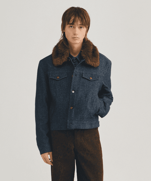 호크 울 코튼 트러커 자켓 인디고