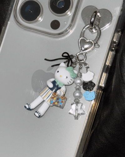 쇼핑하는 블루 롱다리 키티 키링