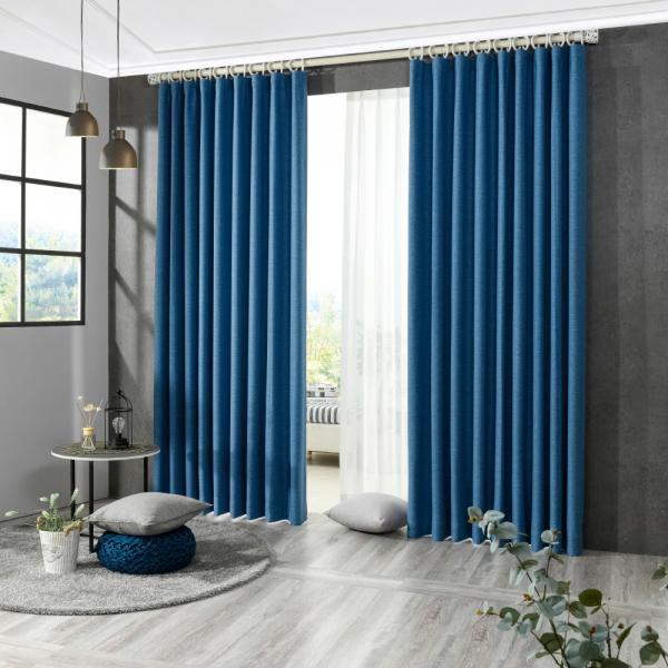 린네니 암막커튼 민자형 블루 140X160cm (커튼봉 미포함)