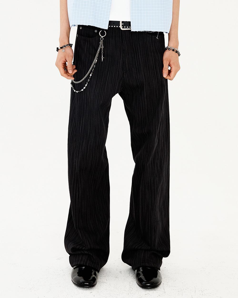 TWISTED SLUB STRIPE PANTS CHARCOAL (WB210)