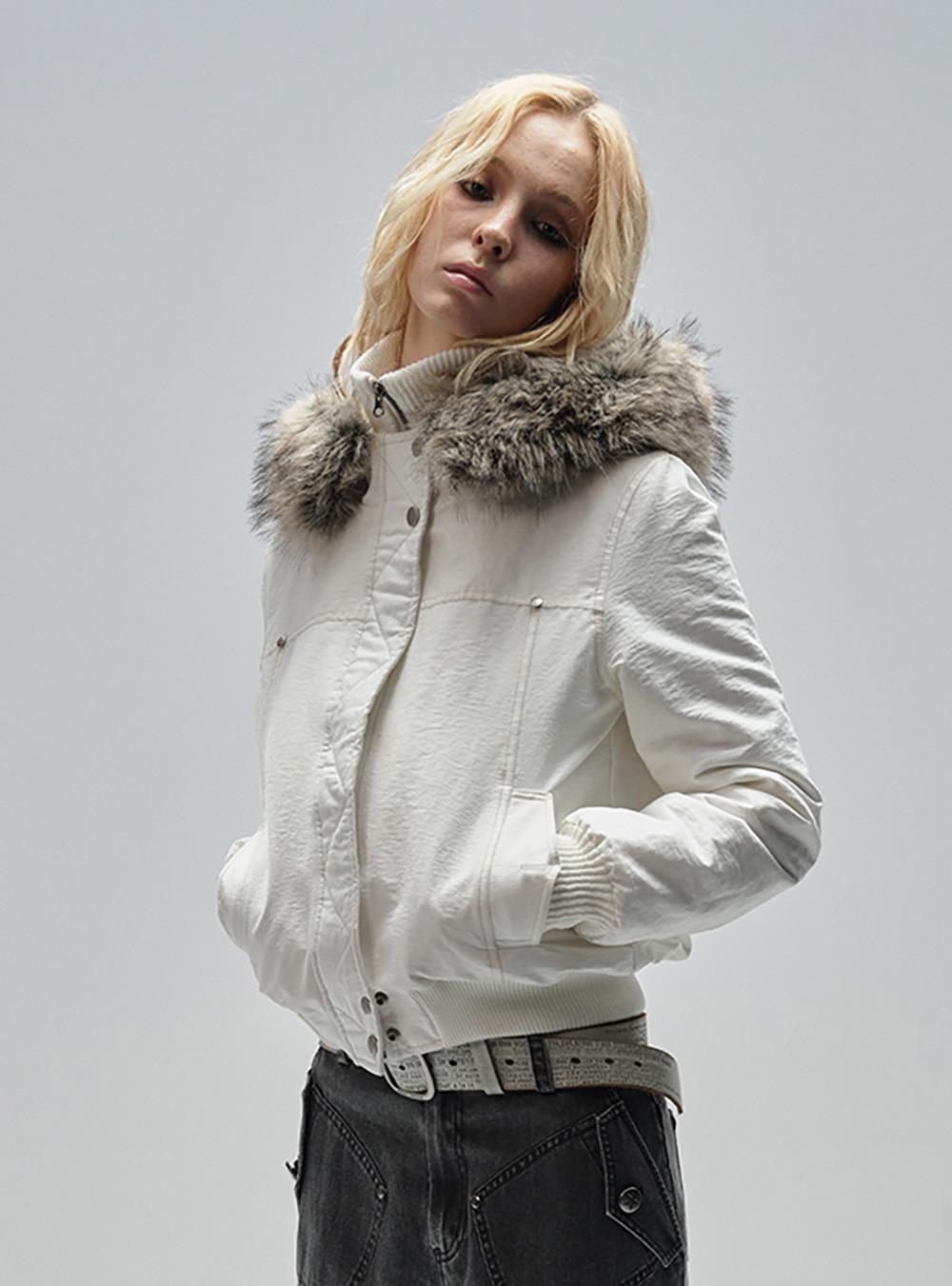 Double Zipper High Neck Hooded Jacket