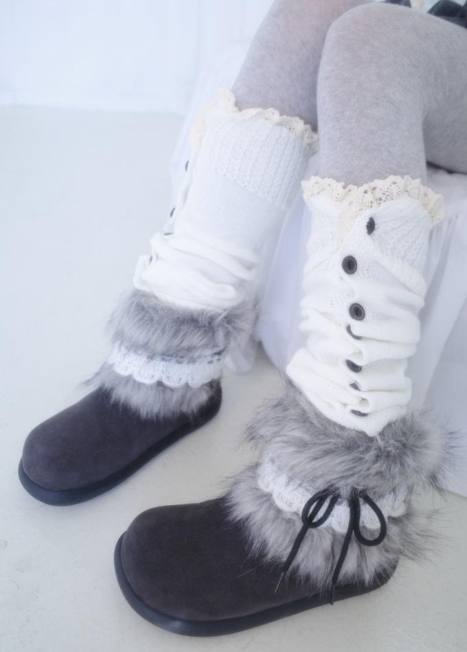 누이 리본 퍼 어그 부츠