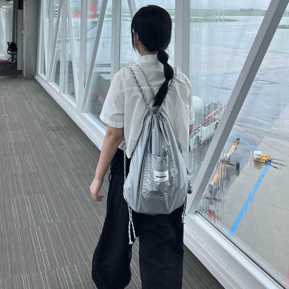 ppocketto silver string bag 뽀겟또 실버 스트링백
