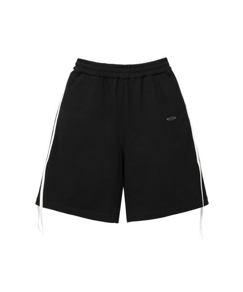 W Ribbon Tape Bermuda Shorts - Black