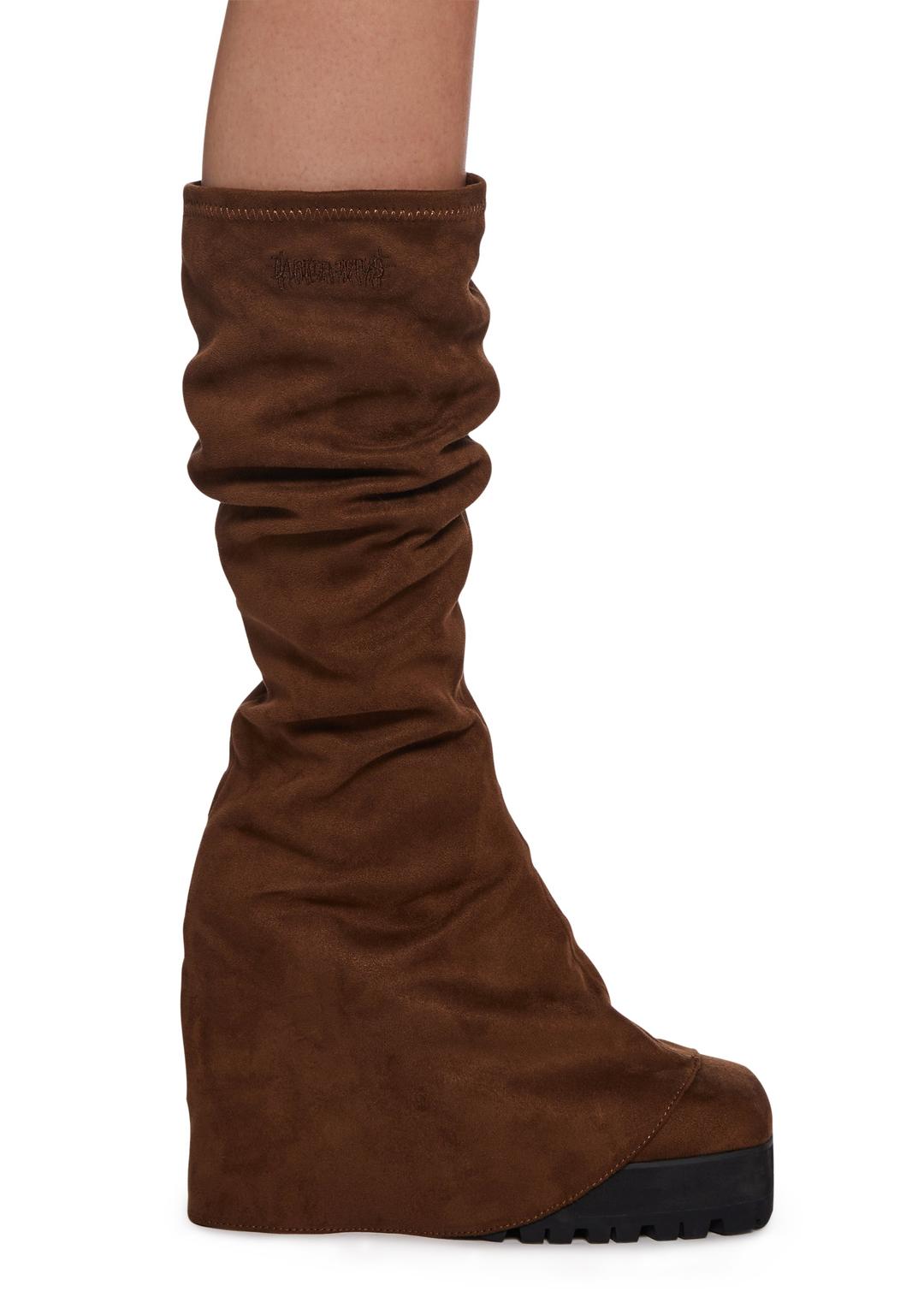 Crossfade Knee High Pant Boots - BROWN / US 11