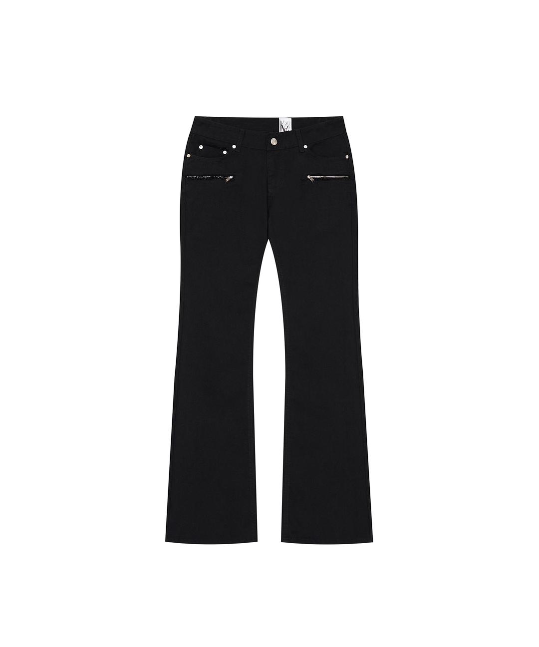 Side Zipper Boots-cut Jeans Black