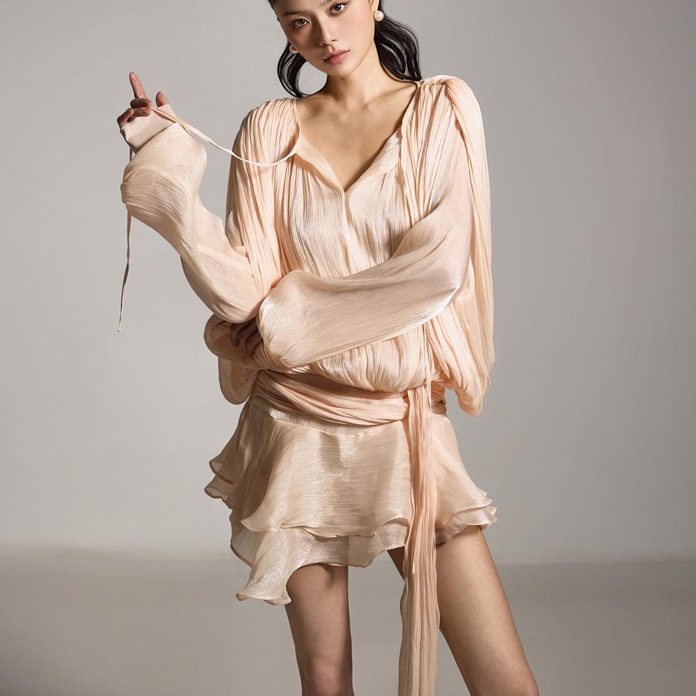 D5267 글로시 셔링 원피스