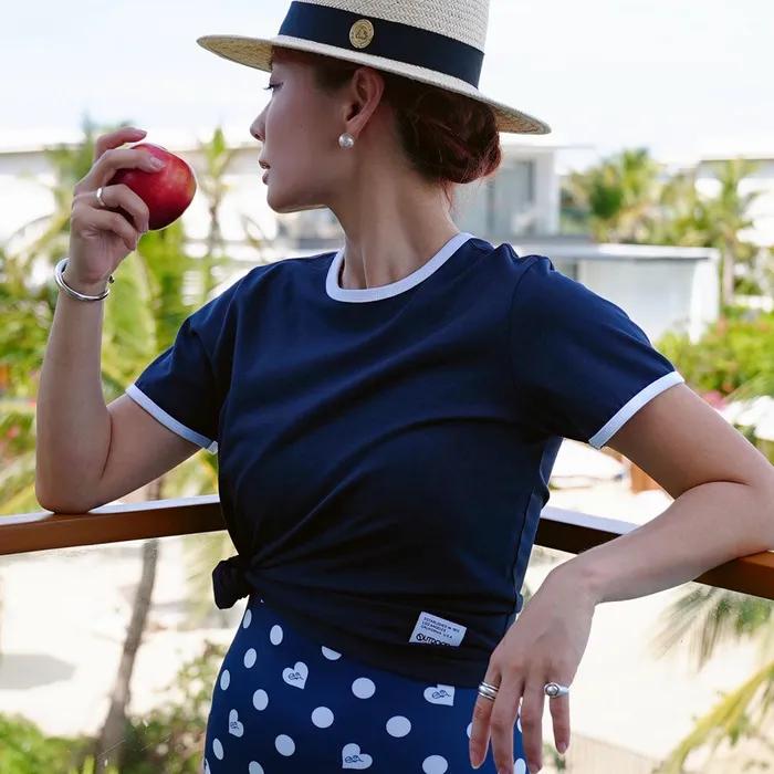 [혜인 콜라보] W RINGER T-SHIRTS (NAVY)