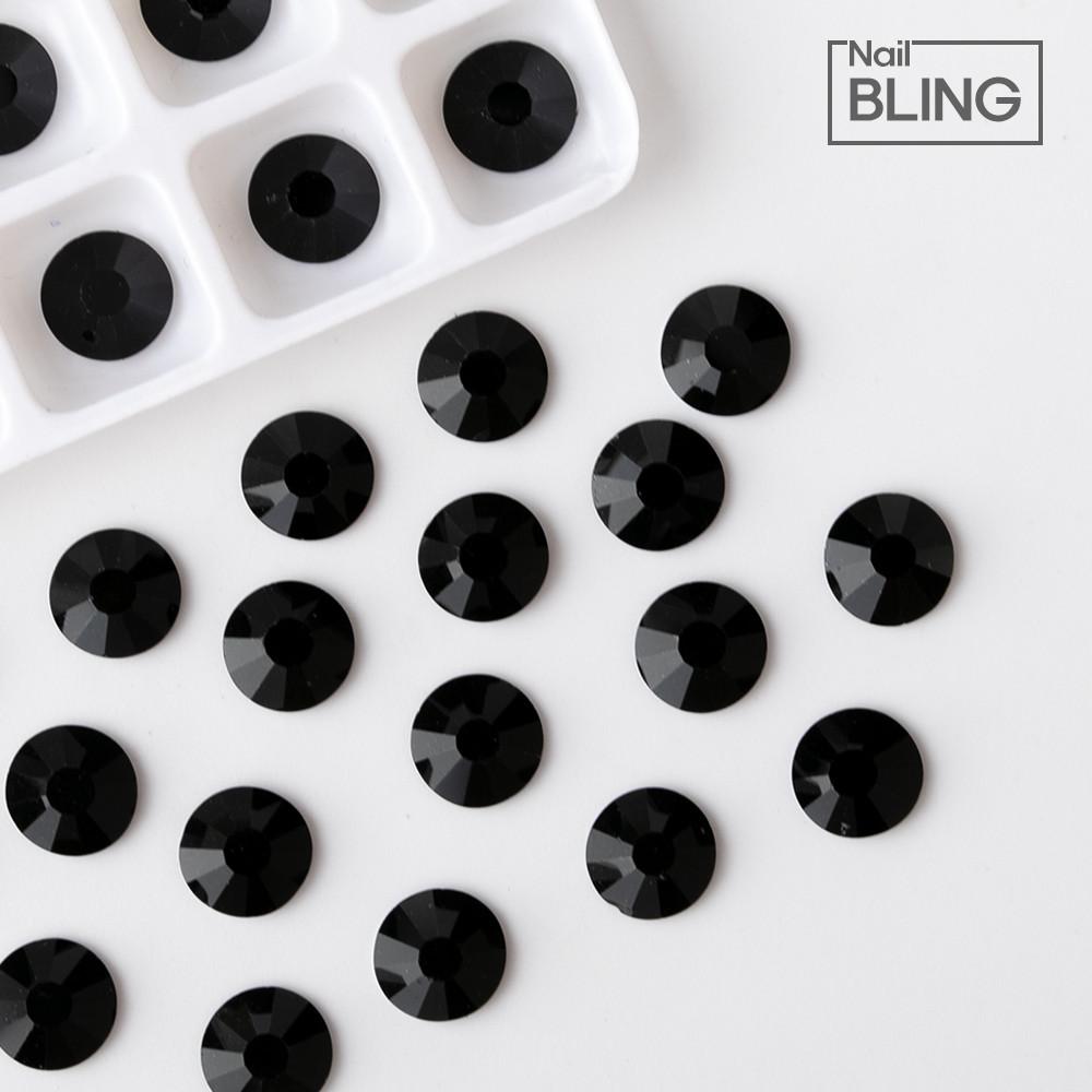 리얼스톤 블랙 네일 원형평스톤 ss3 100개입