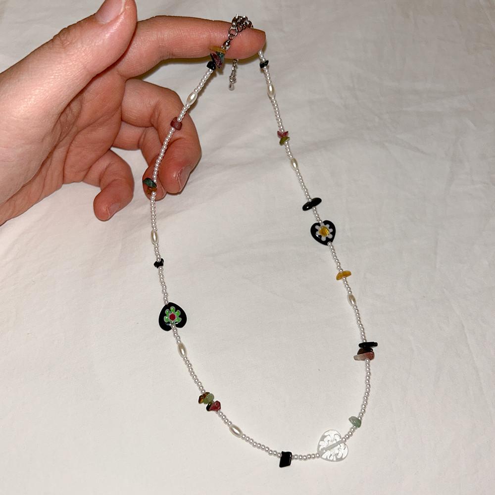 하트 비즈 목걸이 Colorful Love Pearl Necklace