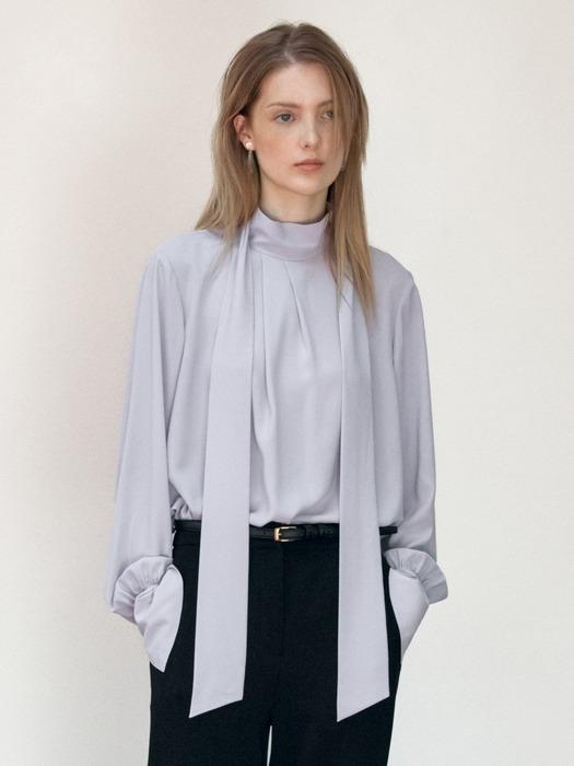 [Drama Signature] High-neck Tie Silky Blouse_5color