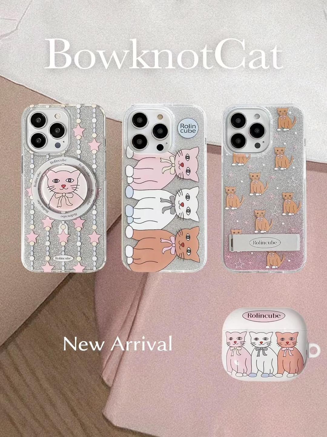 수심 Meow Glow Case 고양이 아이폰 케이스 에어팟 폰 유니크 실버 맥세이프