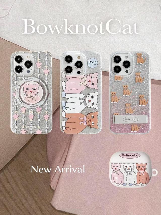 수심 Meow Glow Case 고양이 아이폰 케이스 에어팟 폰 유니크 실버 맥세이프