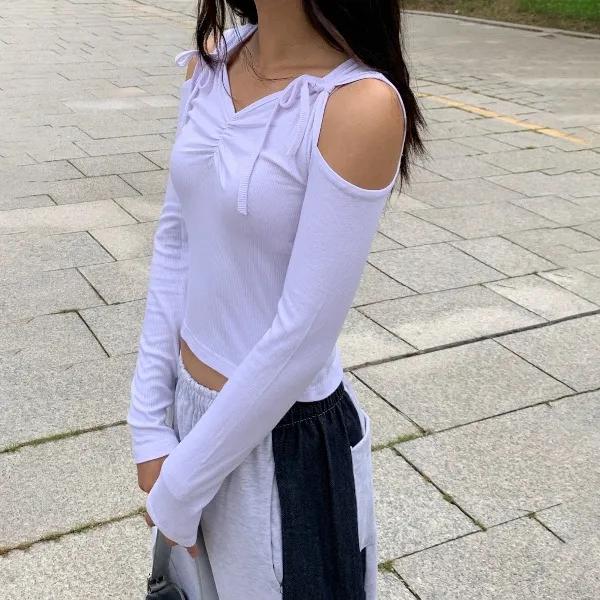 [특가]유나 리본 오프 숄더 긴팔T(4colors)