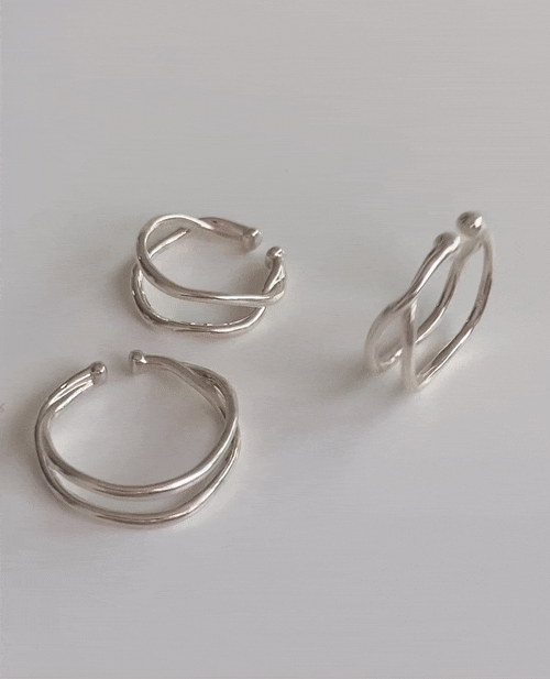 [925R087] double hammer open ring (3sizes)