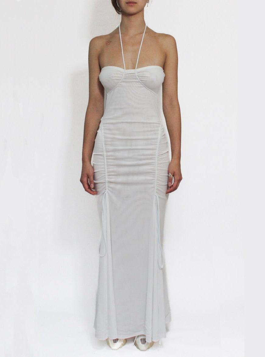 White Ellipse Mesh Gown - XS