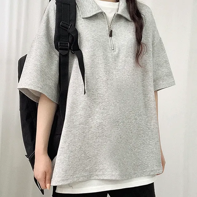 💙편해요💙 우드 반집업 카라 반팔티 3color ☑️오버핏 ☑️레이어드가능 ☑️하의실종