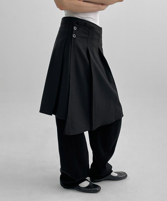 블랙업 [2천장판매] 스텔비 플리츠 랩 미디스커트