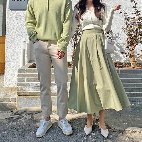 플레어 코튼 스커트 n 스테디 단추 니트 (similar)