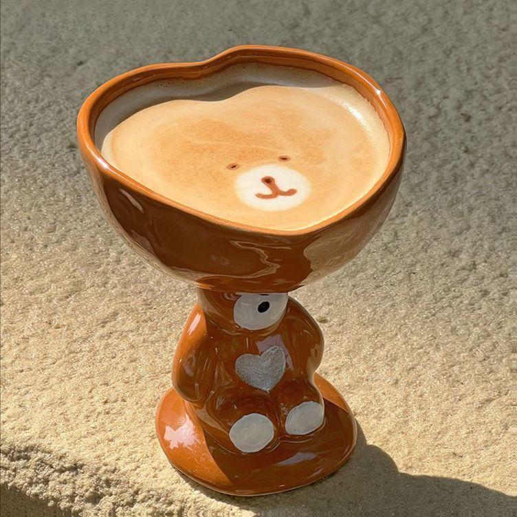 테디베어 디저트 그릇 컵 세라믹 도자기 아이스크림 카페 커피