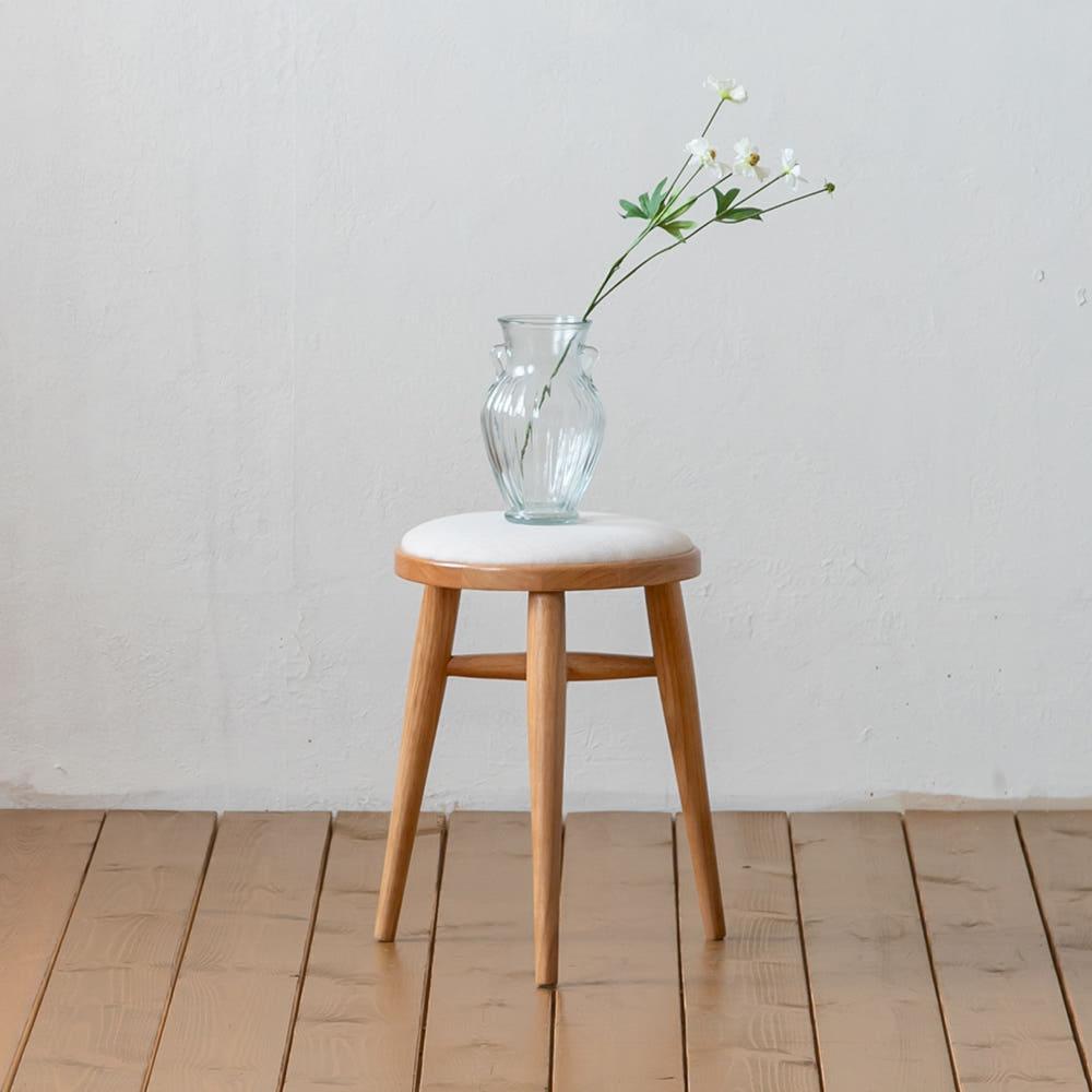 [장미맨숀] 리브 원목 원형 스툴 01 (내추럴)