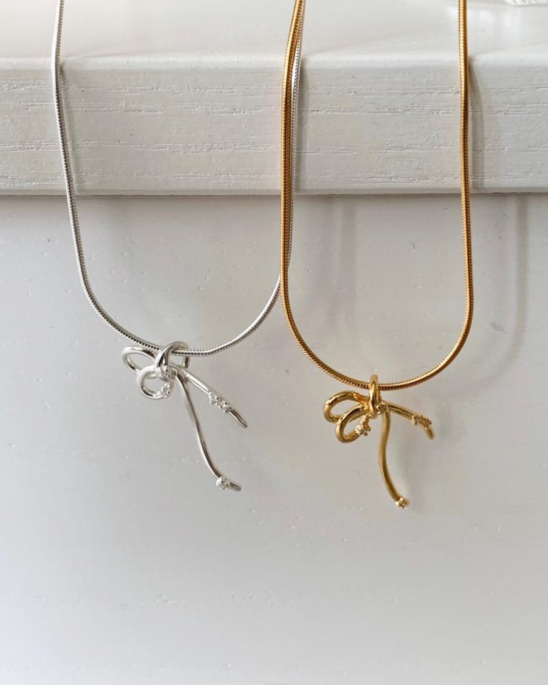 실버925 18K도금 베리아 리본 은 목걸이
