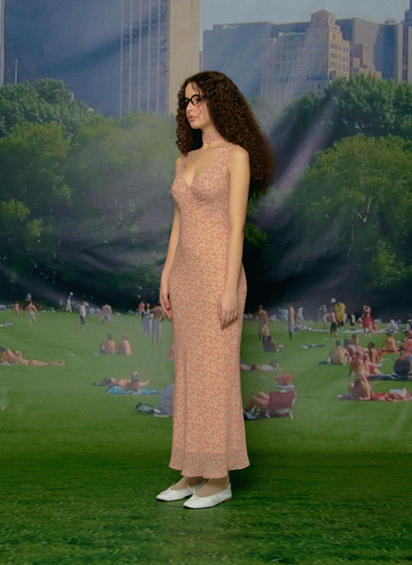 Jaden Flower Dress (Scarf Set / Peach)