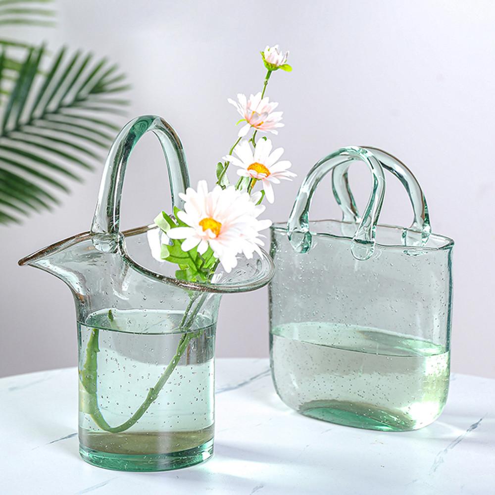 예쁜 유리가방 독특한 꽃꽂이 바구니화병 인테리어 꽃병