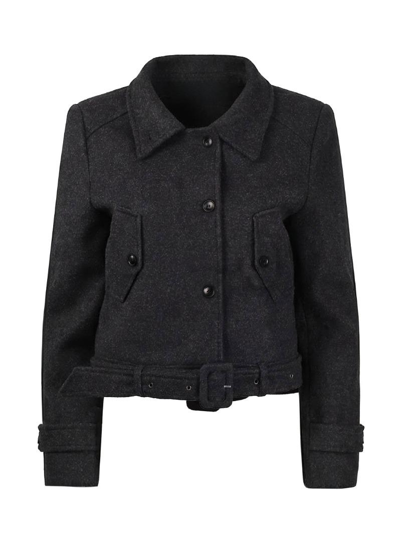 아뮈르 크롭 퀼팅 숏 코트 차콜