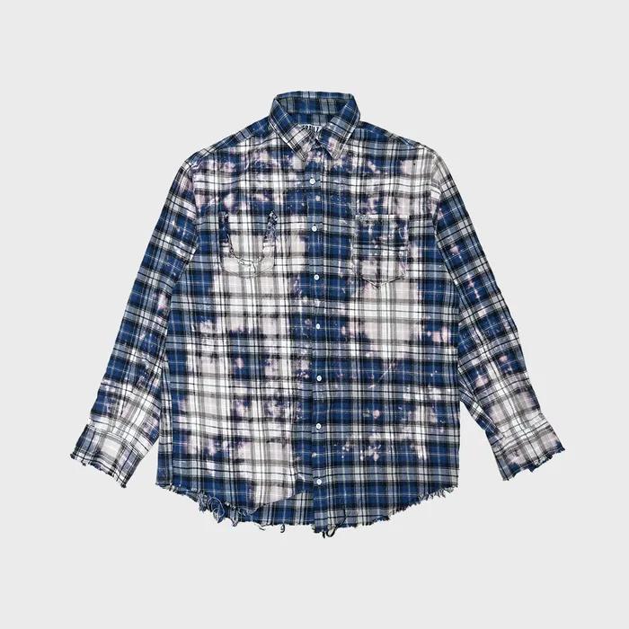 BLEACHED PLAID SHIRTS [BLUE]