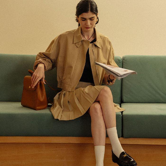 Button up bizo blouson_Beige