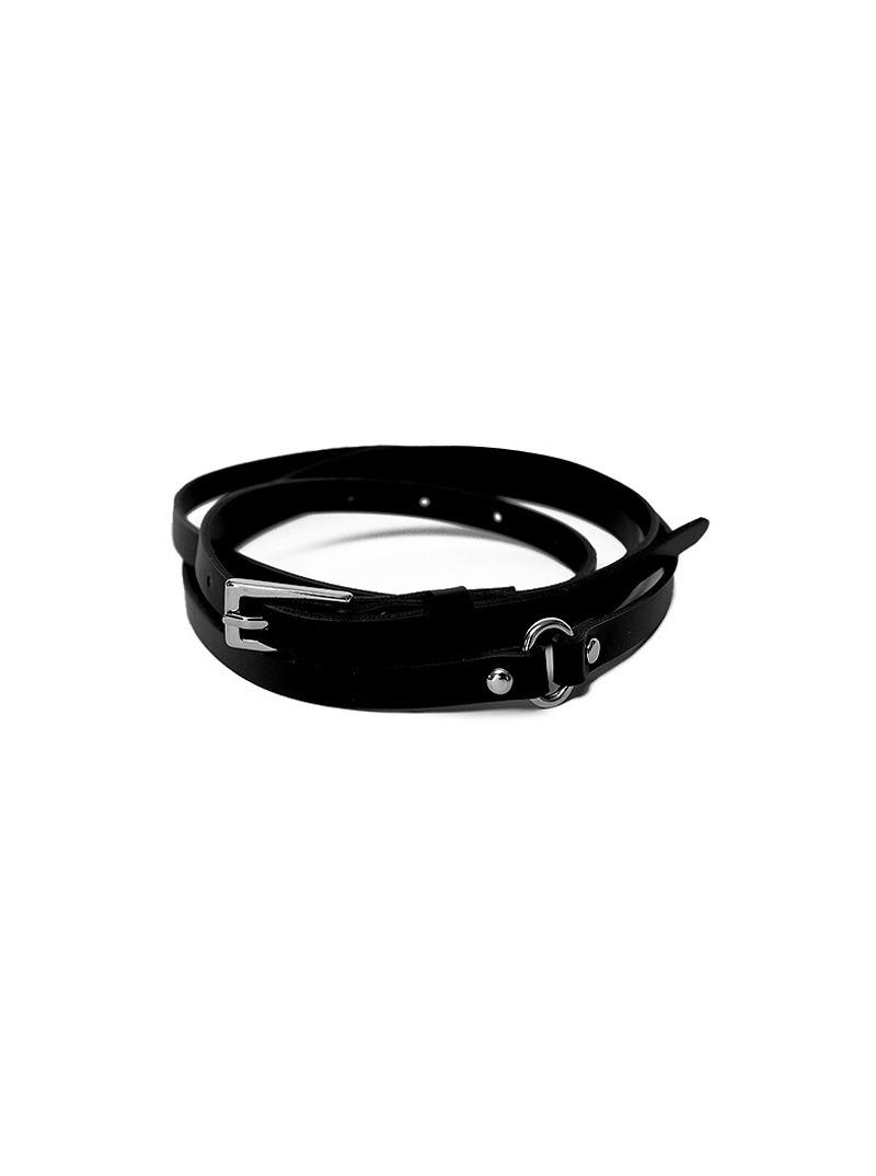 [당일출고] RING POINT SLIM TWO-LINE LONG BELT 링 포인트 슬림 두줄 롱벨트