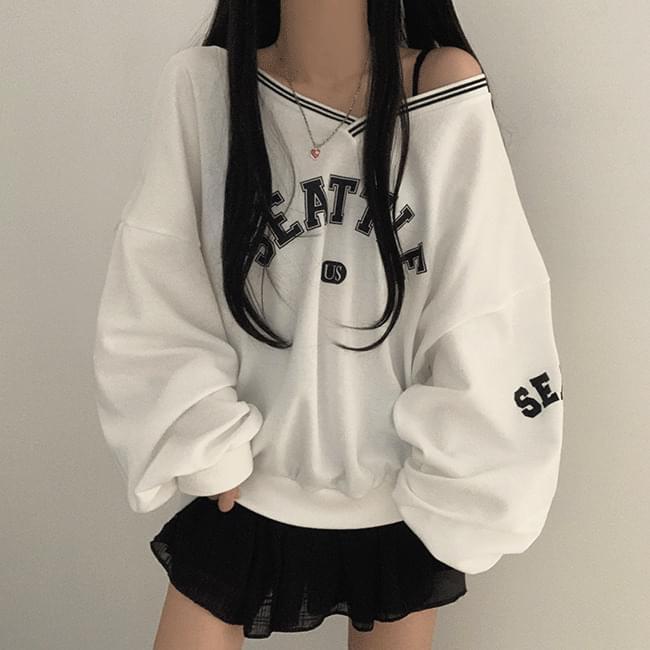 오버핏 시애틀 브이넥맨투맨