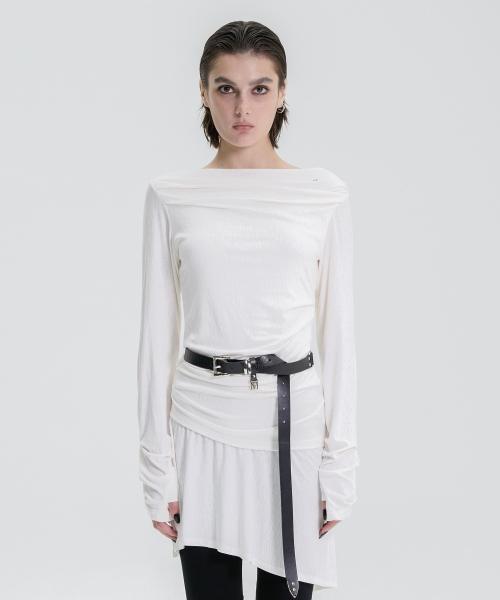Draped Jersey Long Sleeve [ White ]