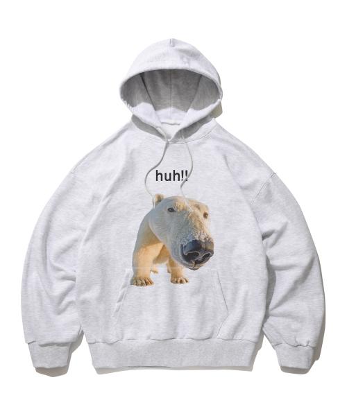 HUH!! HOODIE [MELANGE GRAY]