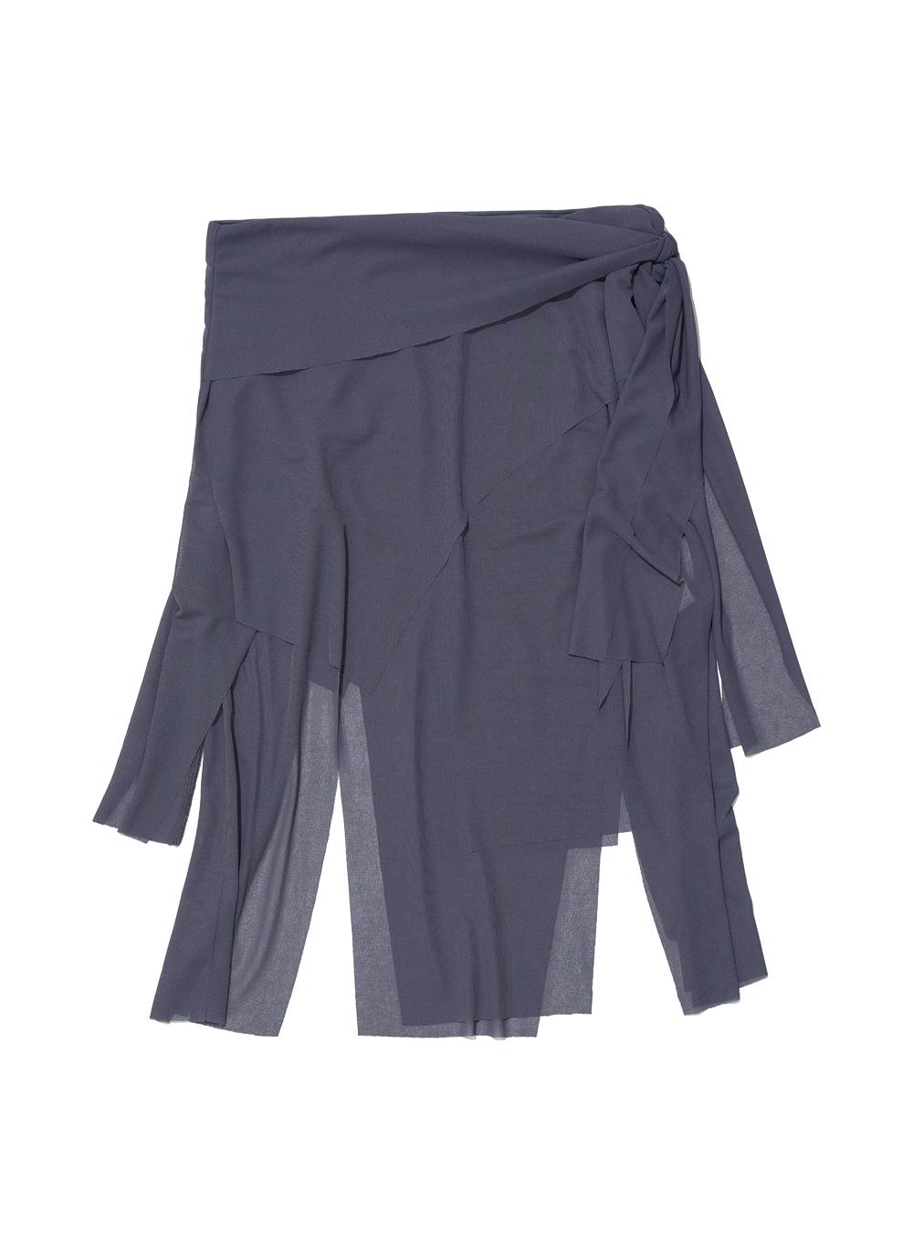 [WOMEN] BOW-TIE PANELED MIDI SKIRT_CHARCOAL